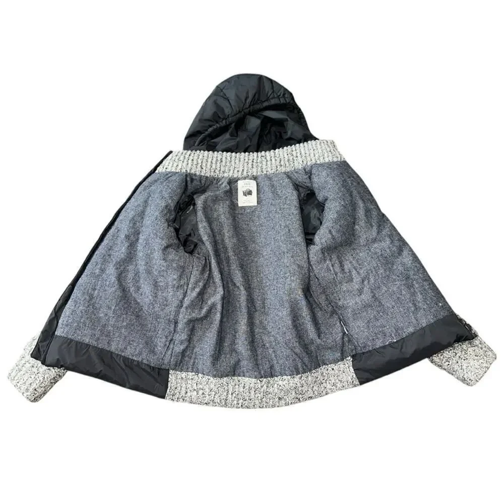 Zara Knitwear Boys Size 8 Gray Mixed Media Nylon Sweater Knit Jacket